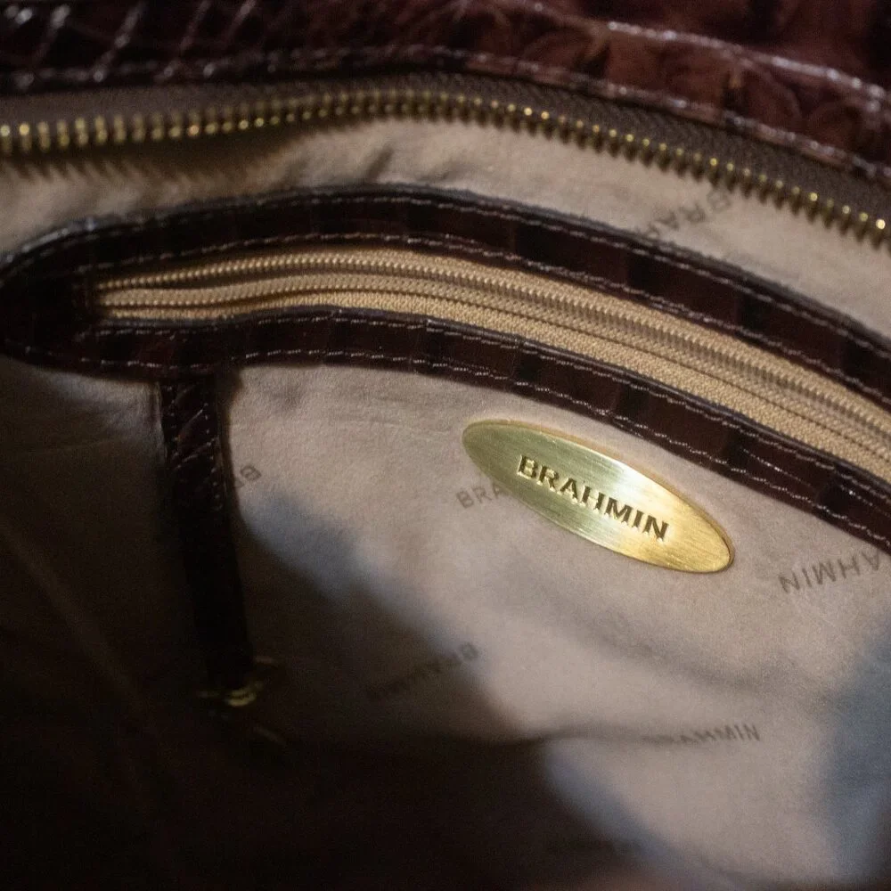 Brahmin Croc Embossed Leather Tote